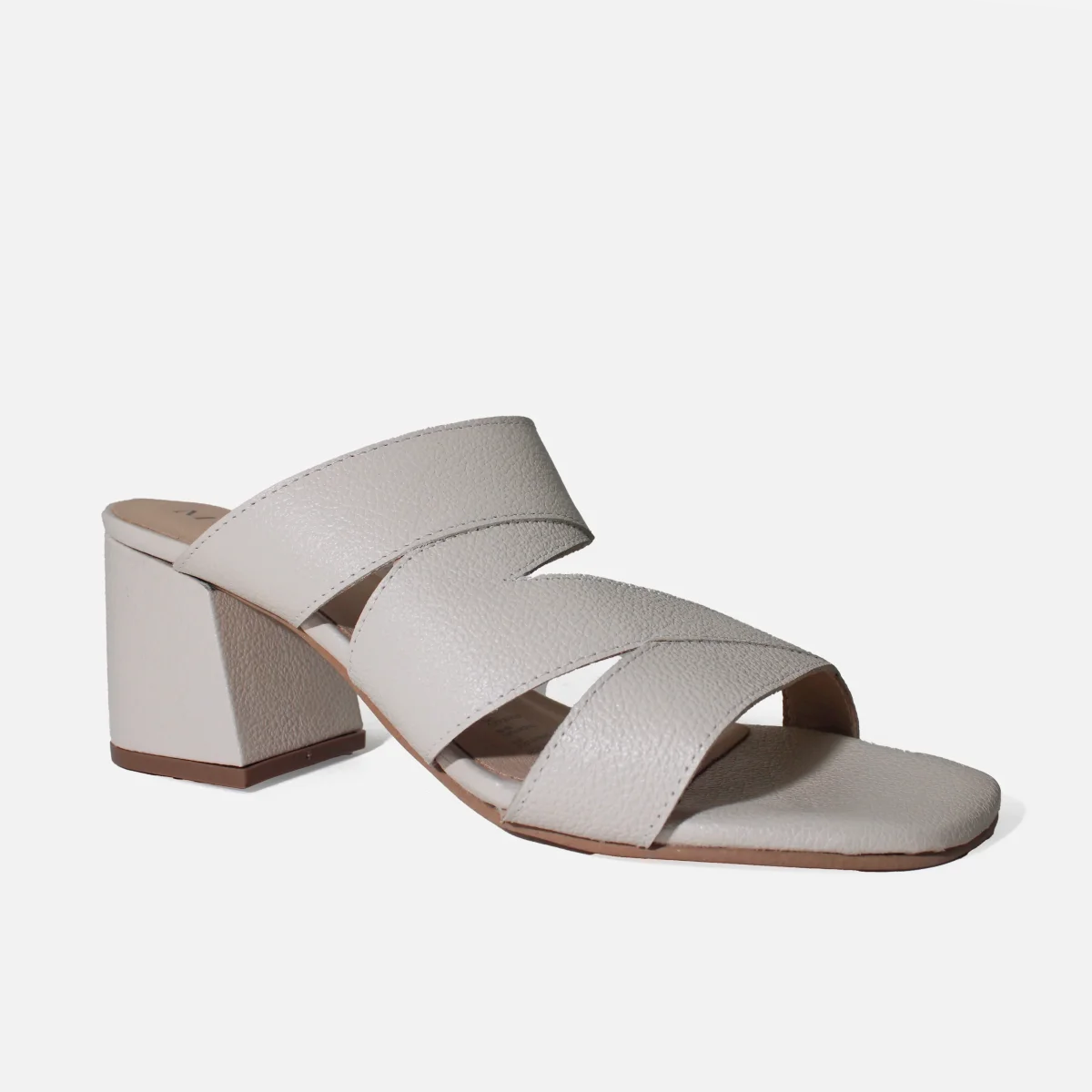 Sandalia tacon brisa de cuero para mujer - Hueso - Imagen 3