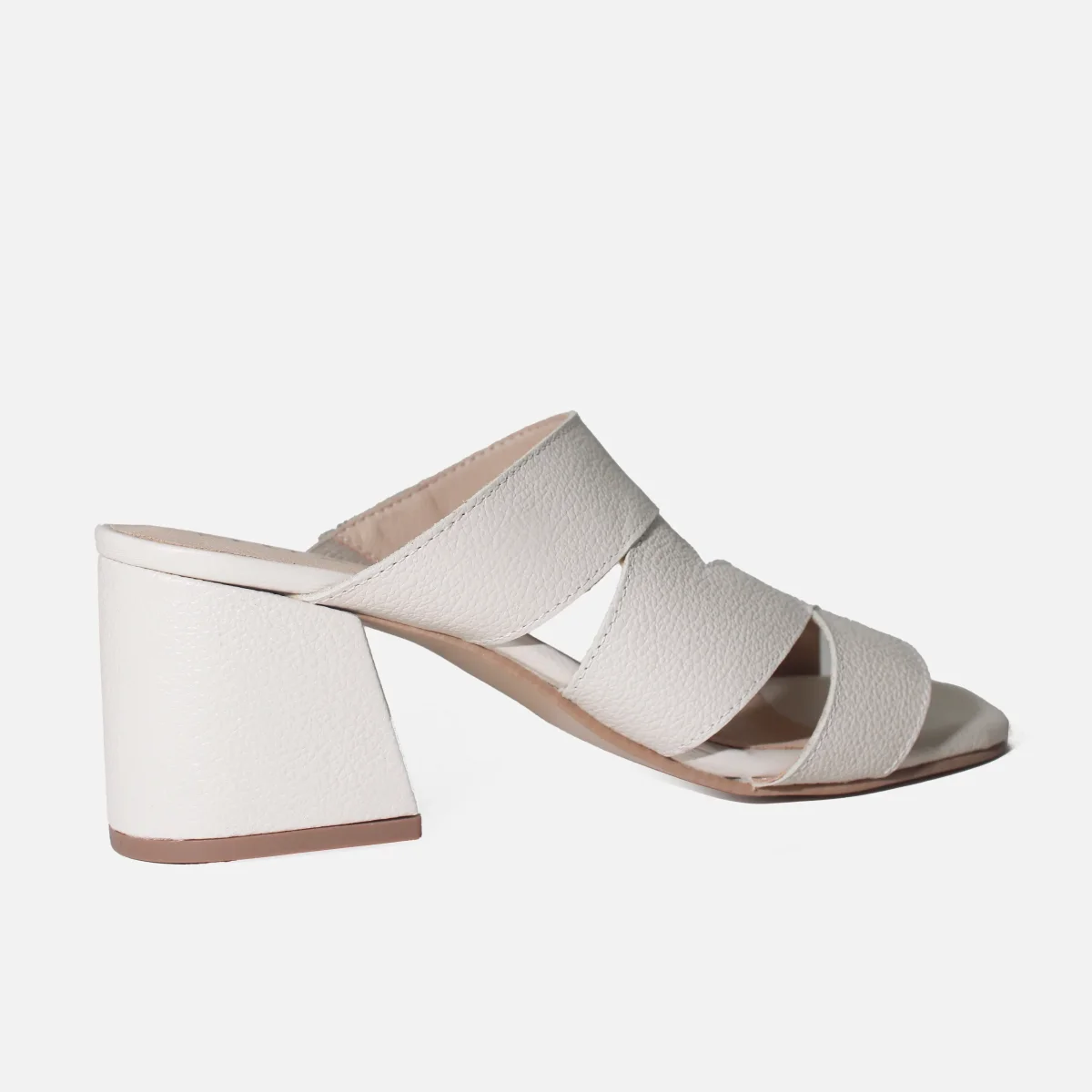 Sandalia tacon brisa de cuero para mujer - Hueso - Imagen 4