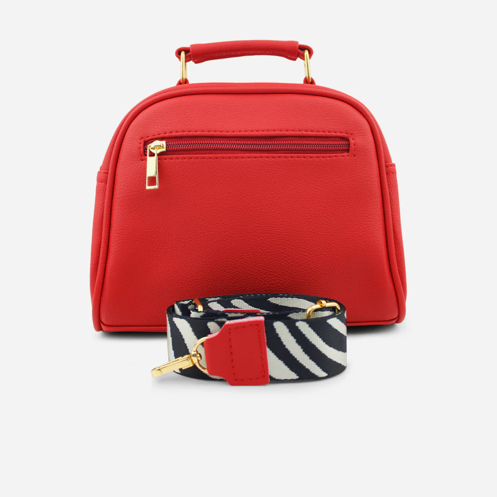 Bolso manos libres celeste de sintético para mujer - Rojo - Imagen 4