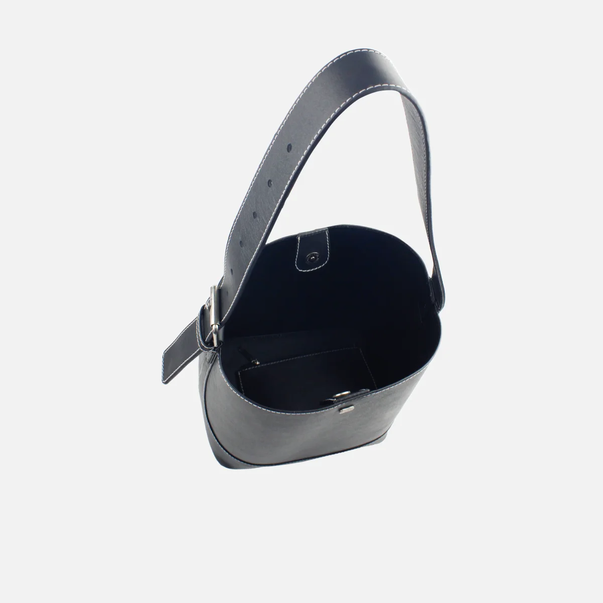 Cartera elemental de cuero para mujer - Negro - Imagen 5